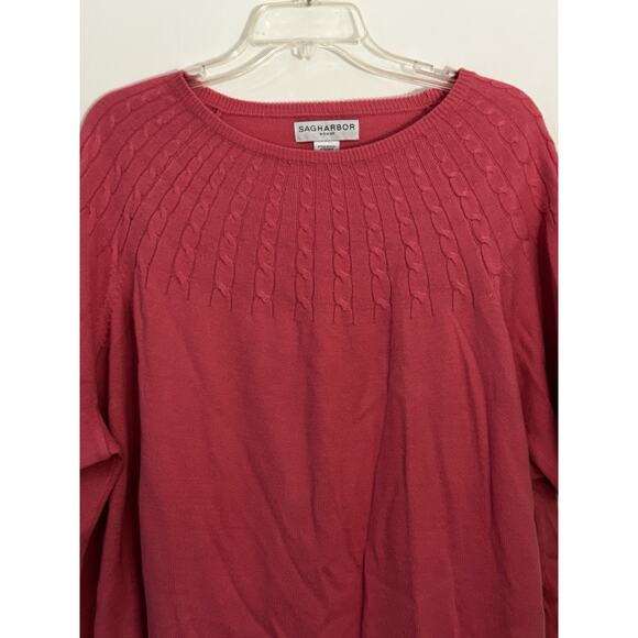 Sag Harbor Women’s Plus Sz 3X Sweater Pink Short Sleeve Soft Comfortable - Picture 2 of 8